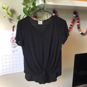 Black tee with tie front